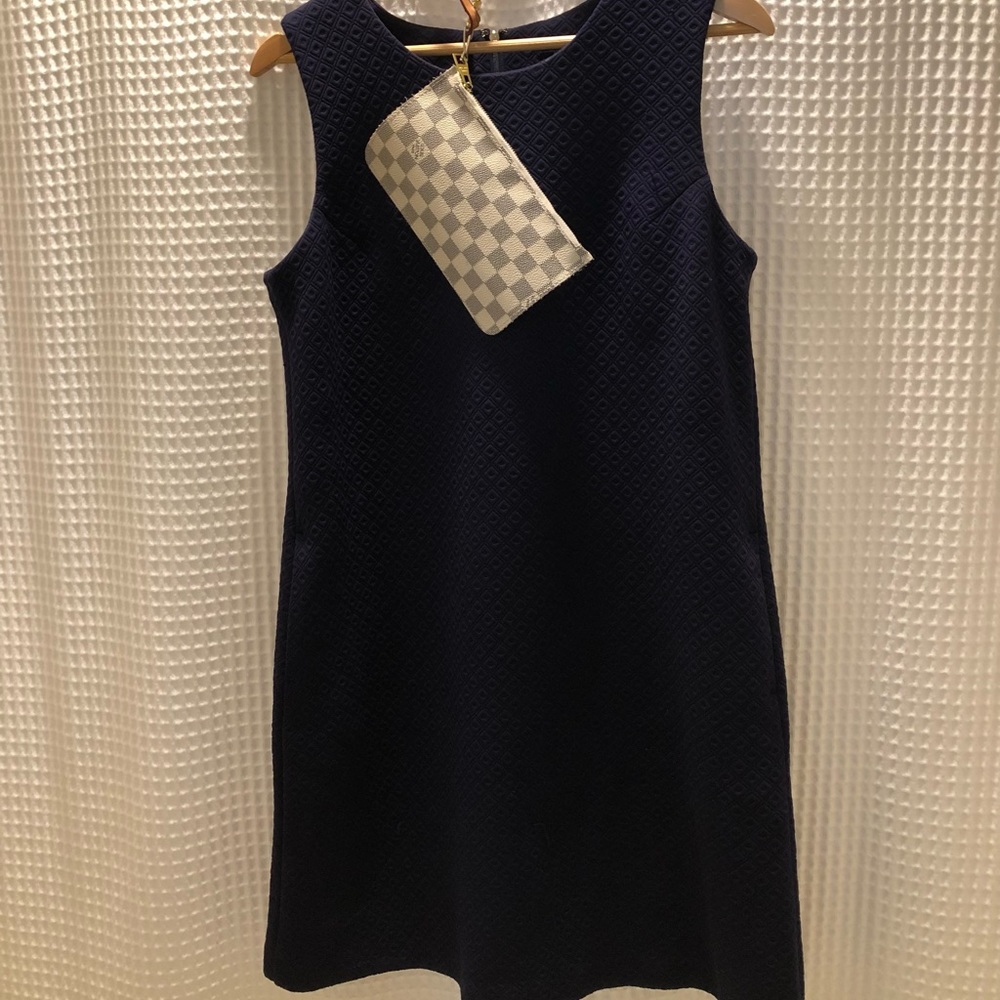 🐳Tommy Hilfiger size 12 stretch dress 🇺🇸 classic, preppy navy blue w logo zip